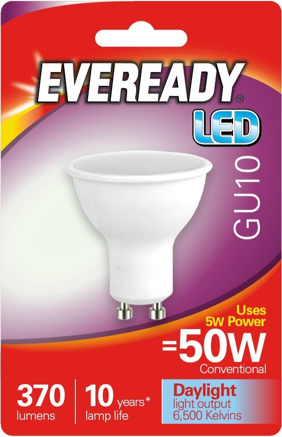 EVEREADY 5W (50W) GU10 LED COOL WHITE 370 LUMENS