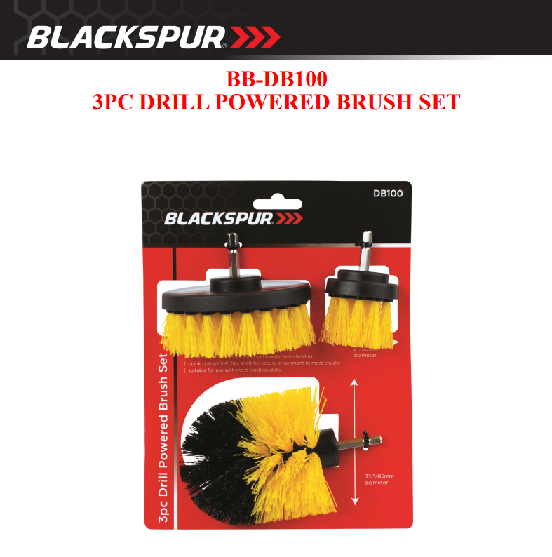 BLACKSPUR 3PC DRILL POWERED BRUSH SET