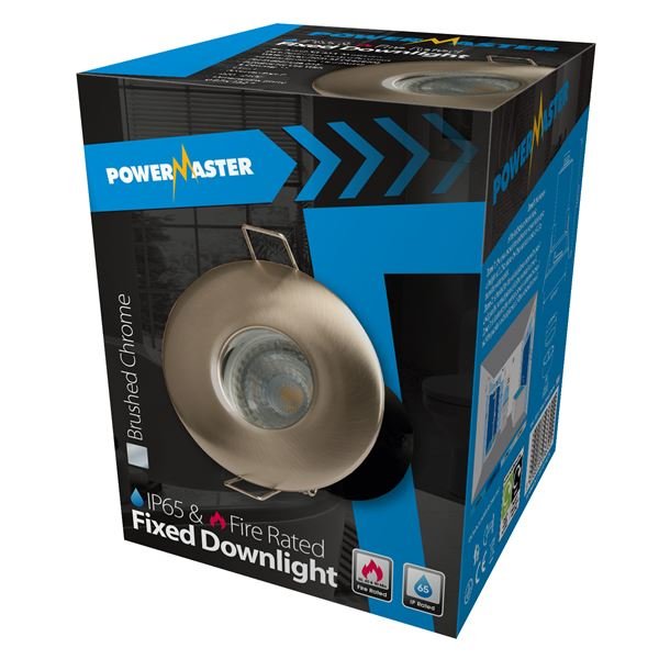 POWERMASTER FIRE RATED IP65 DOWNLIGHT BRUSHED CHROME