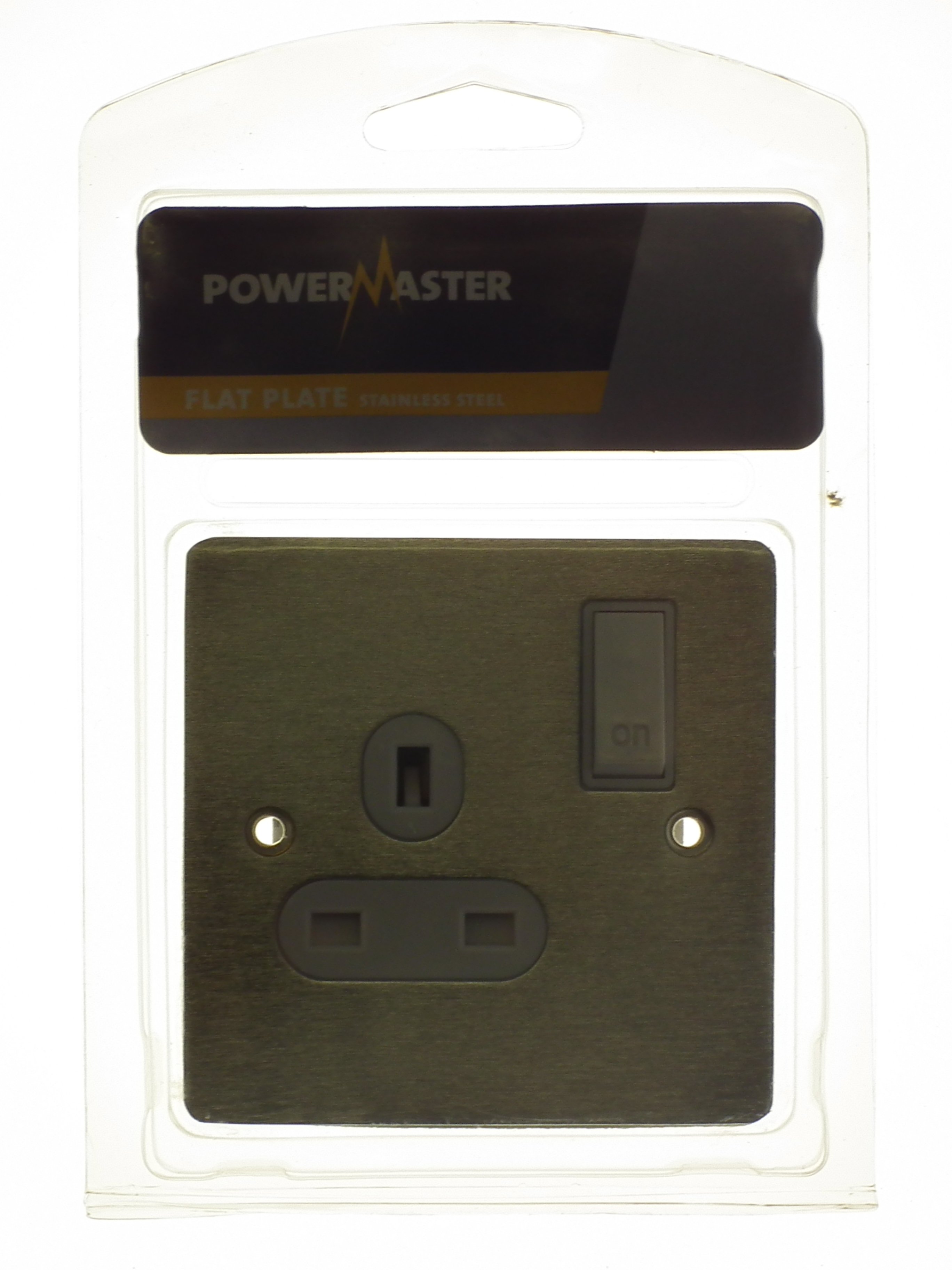 POWERMASTER BRUSHED STEEL GANG 13 AMP SWITCHED SOCKET