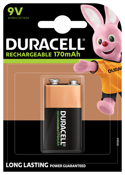 DURACELL RECHARGEABLE BATTERY SIZE 9V 170mAh CARD 1