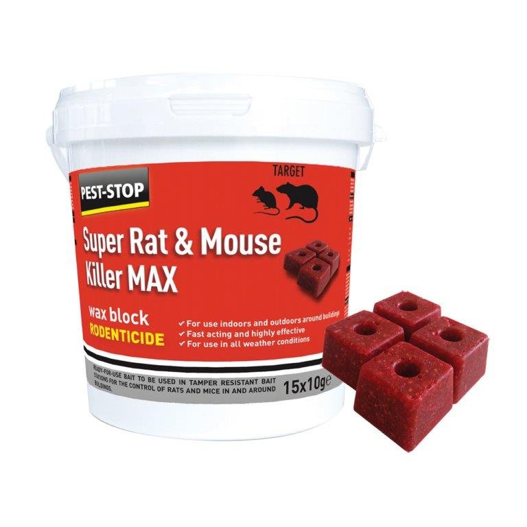 PEST-STOP SUPER RAT & MOUSE KILLER MAX WAX BLOCKS 10G