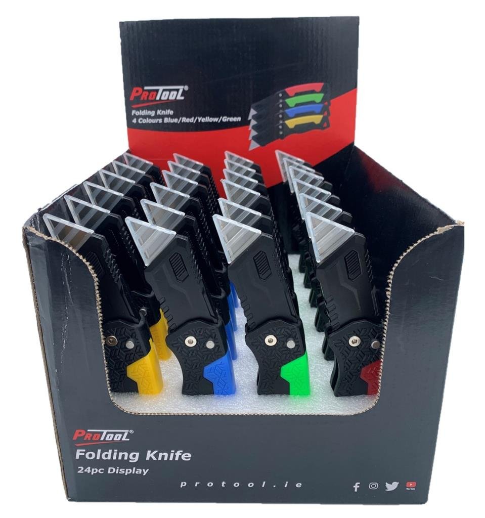 PROTOOL FOLDING KNIFE COLOURED DISPLAY (24)
