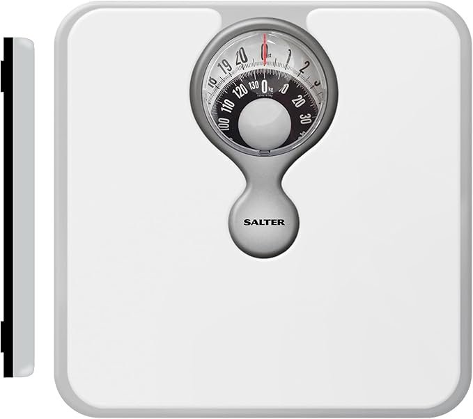 SALTER MECHANICAL BATHROOM SCALE MAGNIFYING LENS WHITE