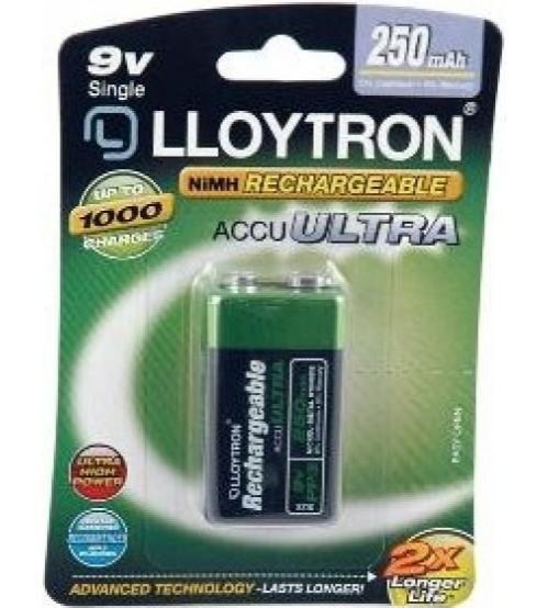 LLOYTRON RECHARGEABLE BATTERY 9V 250mAh