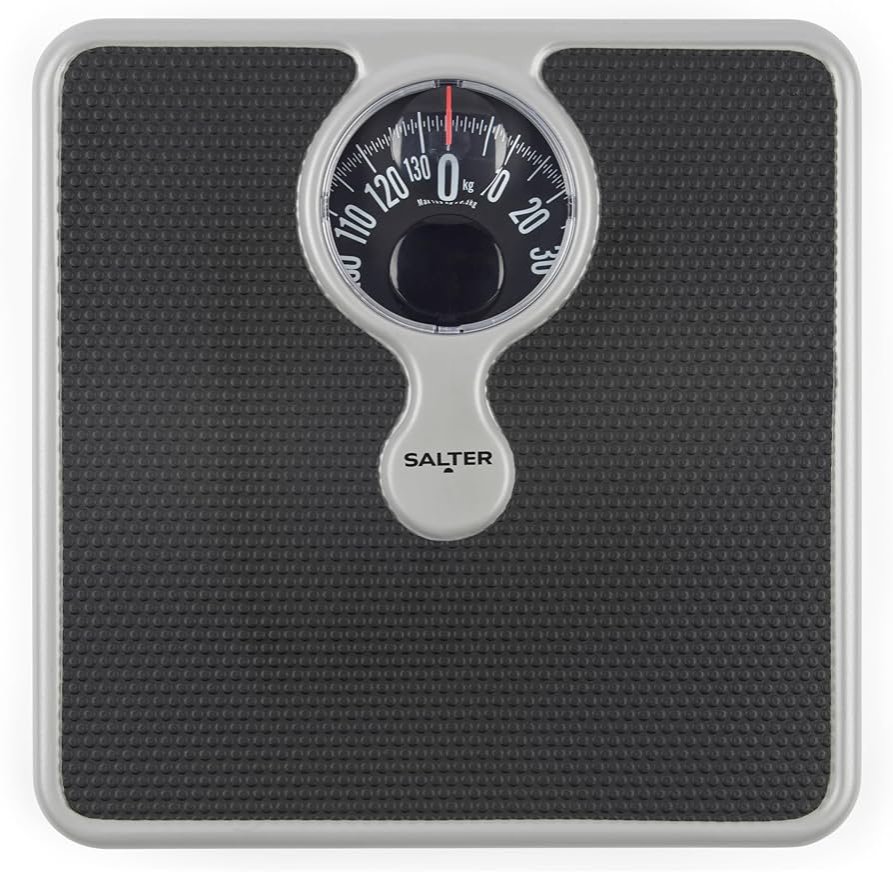 SALTER MECHANICAL BATHROOM SCALE MAGNIFYING LENS BLACK