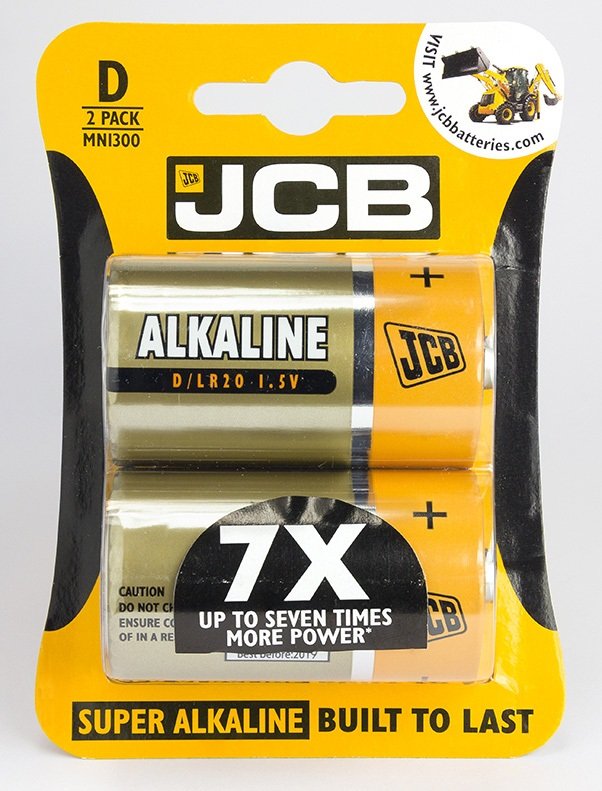 JCB BATTERY SUPER ALKALINE D CARD 2