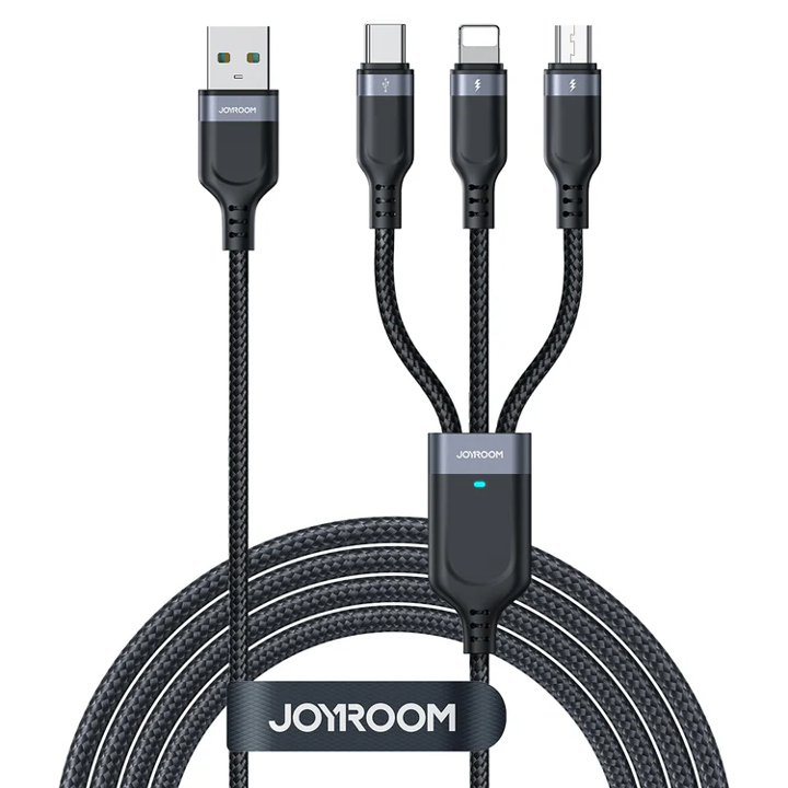 JOYROOM USB A / Type C/ Lightning – 3 IN 1 CABLE-1.2M Black